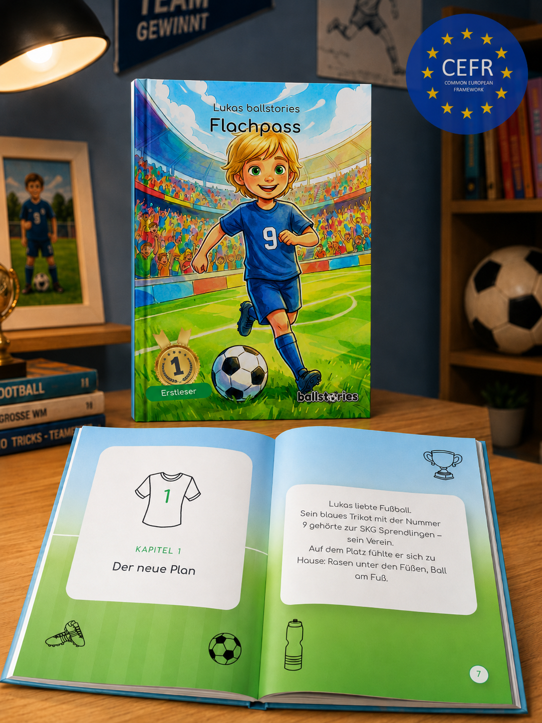 ⚽ Vom Bolzplatz zum Erstleser||Passt in jede Schultüte||Einfache Sätze · Große Schrift · Viele Bilder